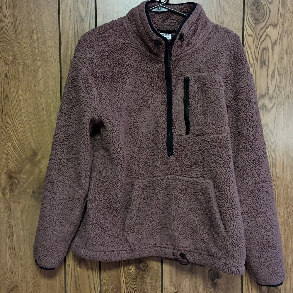 Victoria's Secret PINK Pullover Women's S Sweatshirt Plum Long Sleeves Sherpa
